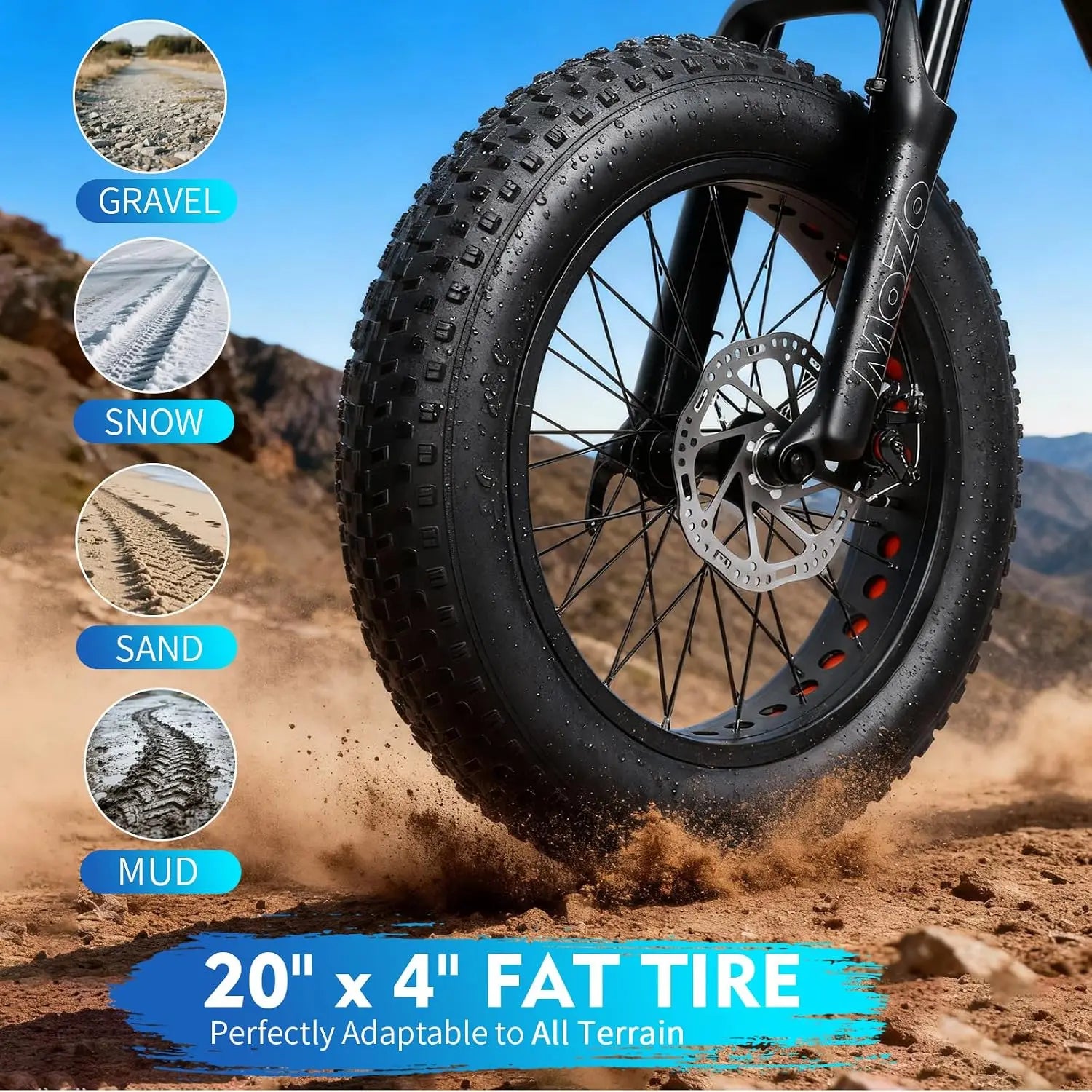 Electric Bike for Adults 48V/20AH Battery 1500W Peak Motor, 20" Fat Tire Ebike for Mountains, Snow, Sand, Road with, Custom