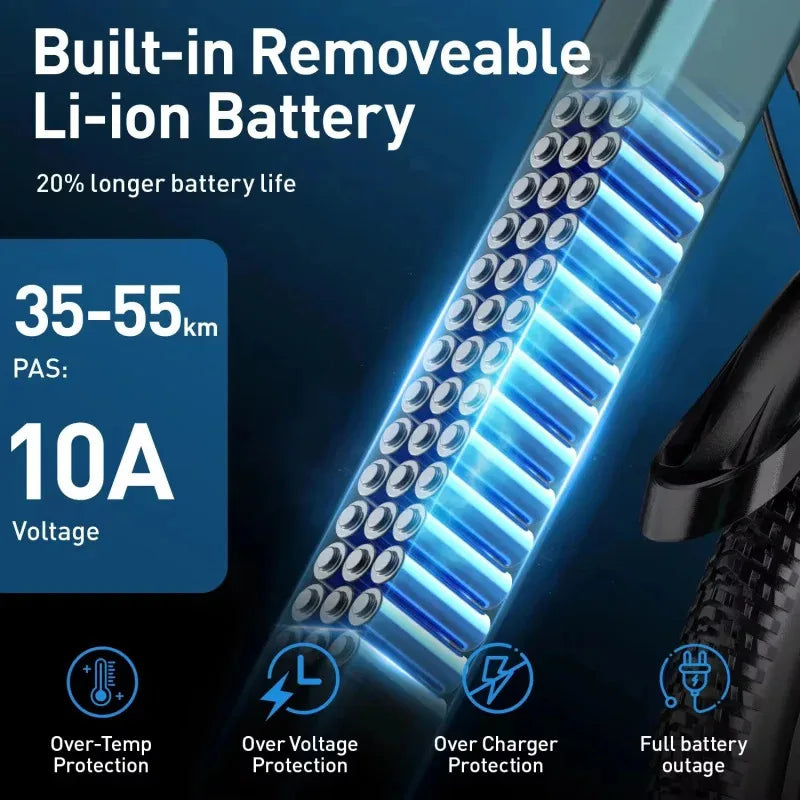 400W brushless motor E-Bike, 26-inch all-terrain electric bicycle, 48V10.4AH lithium battery electric moped, adult scooter