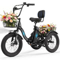 T300 Electric Tricycle for Adults, Peak 1200W Motor Folding E-Trike, 48V 13Ah Battery, 18" x 3.0" Fat Tire 3-Wheel, Customized