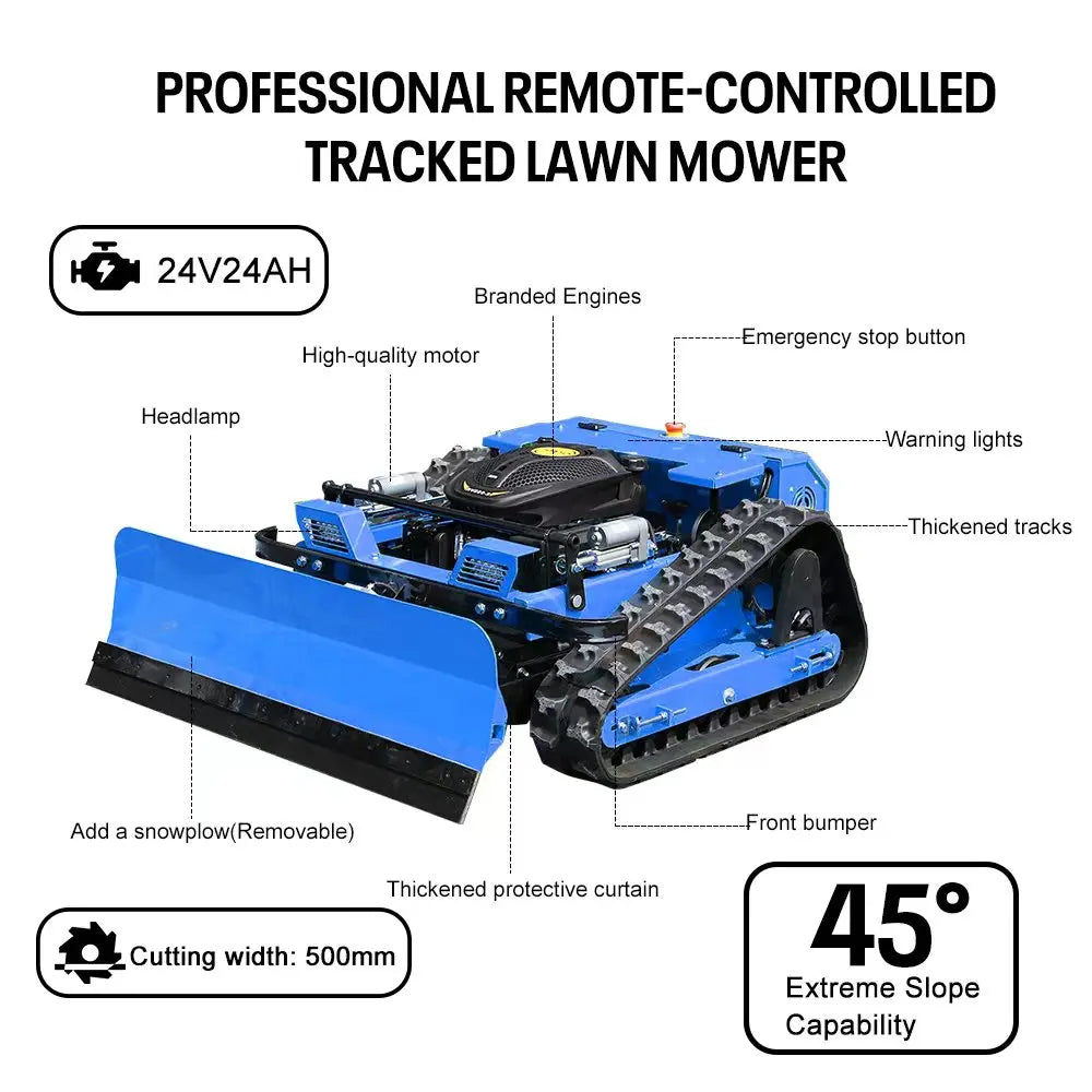 Customized Remote-controlled Lawn Mower with Snow Shovel, Automatic Robotic Lawn Mower Cutter for Steep Slopes Mower