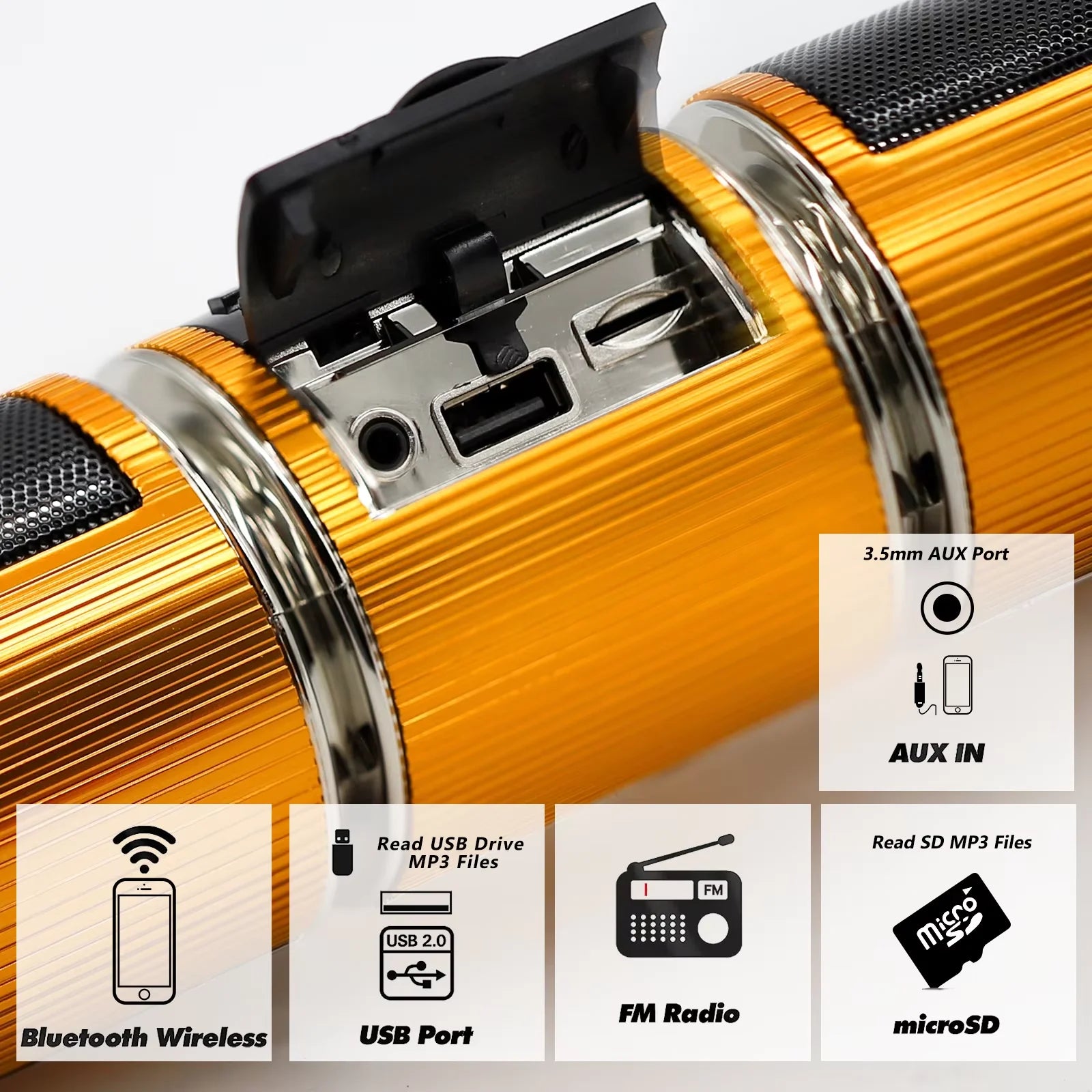 Bluetooth Audio Motorcycle Stereo Speaker Motorcycle Installation MP3 Music Player Amplifier Scooter Bicycle USB FMRadio Speaker
