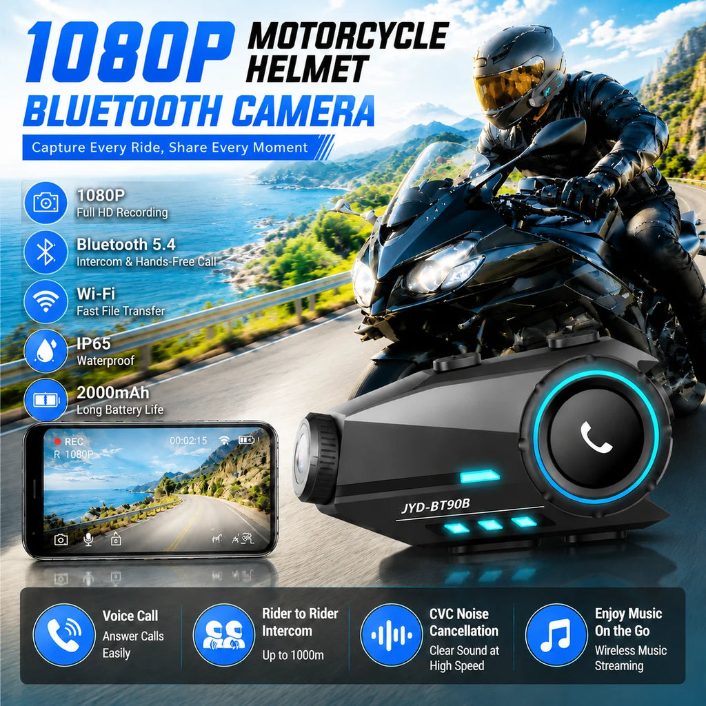 Bluetooth Motorcycle/bicycle  Intercom Helmet Headset Group Speaker Headphone WiFi App Motorbike Dash Cam Action Camera ﻿ ﻿