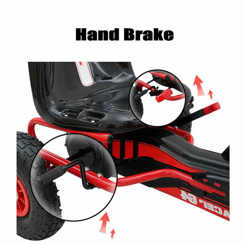 3-10 Ages 4-Wheeled Children Go Kart With Rubber Wheel, Steel Frame & Hand Brake Pedal Go-Karts