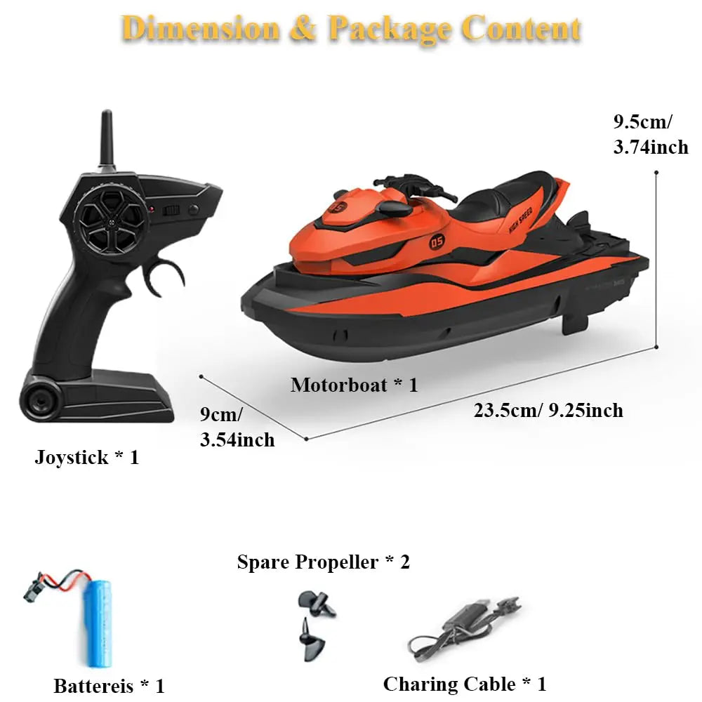 Mini Jet Ski High-Speed RC Motorboat 2.4G Remote Control Electric Boat for Kids double motor Summer Water Play Ideal as a gift