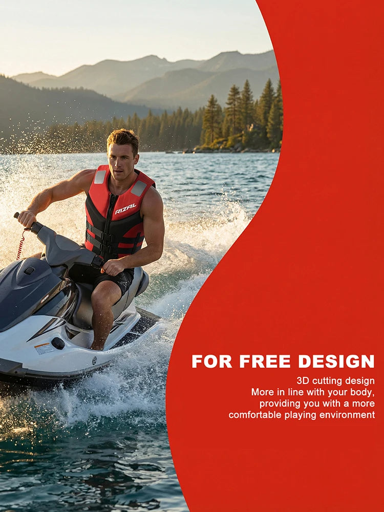RIZAL Slim Fit Buoyancy Vest Unisex Sleeveless Buoyancy Aid for Outdoor Water Sports Kayaking Surfing Motorboat Paddle Boarding