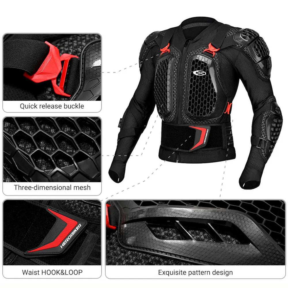 Motorcycle Armor Jacket Protective Pants Ventilated Abrasion-Resistant Jacket With Crash Guards Motocross Riding Gear For E-Bike