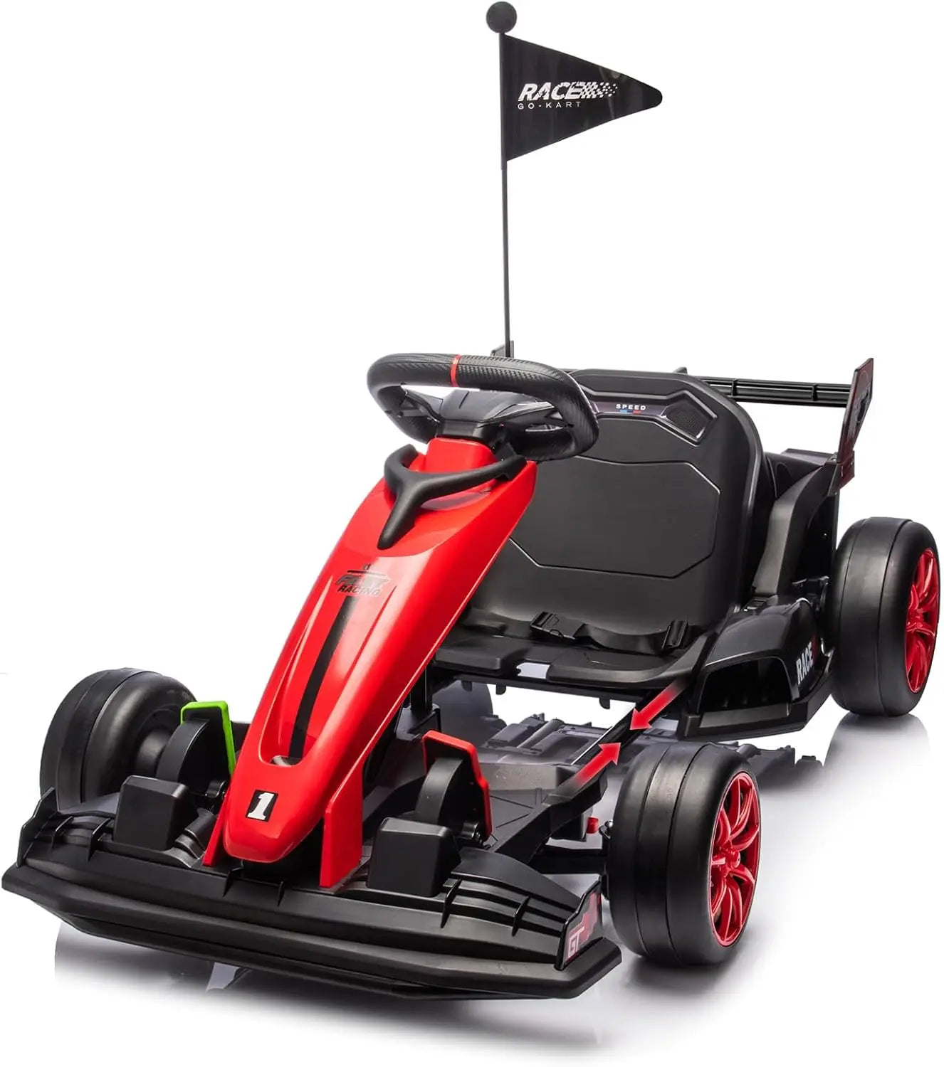 Go Kart Electric Ride On Car 24V Drift Kart Racing Toy with Adjustable Seat,7.5MPH Fast Drifting Circling for Kids 6+ Years