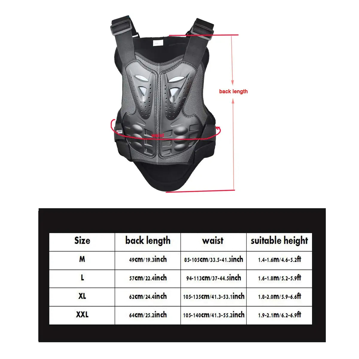 Motorcycle Vest Armor Protection Riding Chest Back Protector for Adults Dirt Bike Mountain Bike Off-Road Racing Adult
