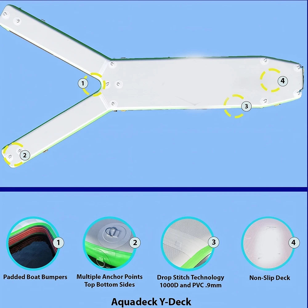 Stock 20FT Inflatable Y-Shaped Dock Platform for Jet Skis, Boats & Yachts – Durable Inflatable Floating Dock with Non-Slip EVA