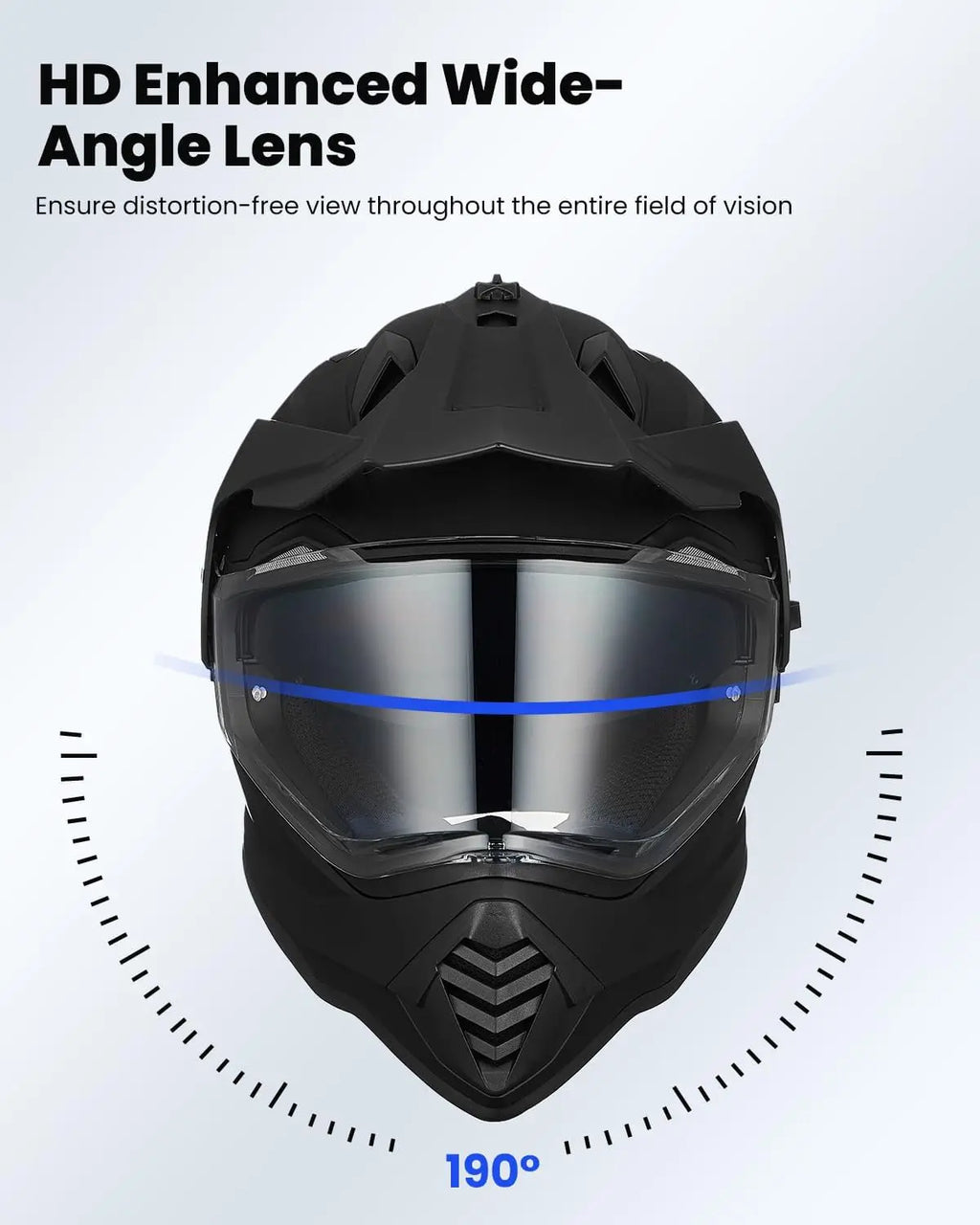 Dual Sport Motorcycle Helmet with Pinlock Sun Visor for ATV Dirt Bike Off Road Adventure Matte Black Large