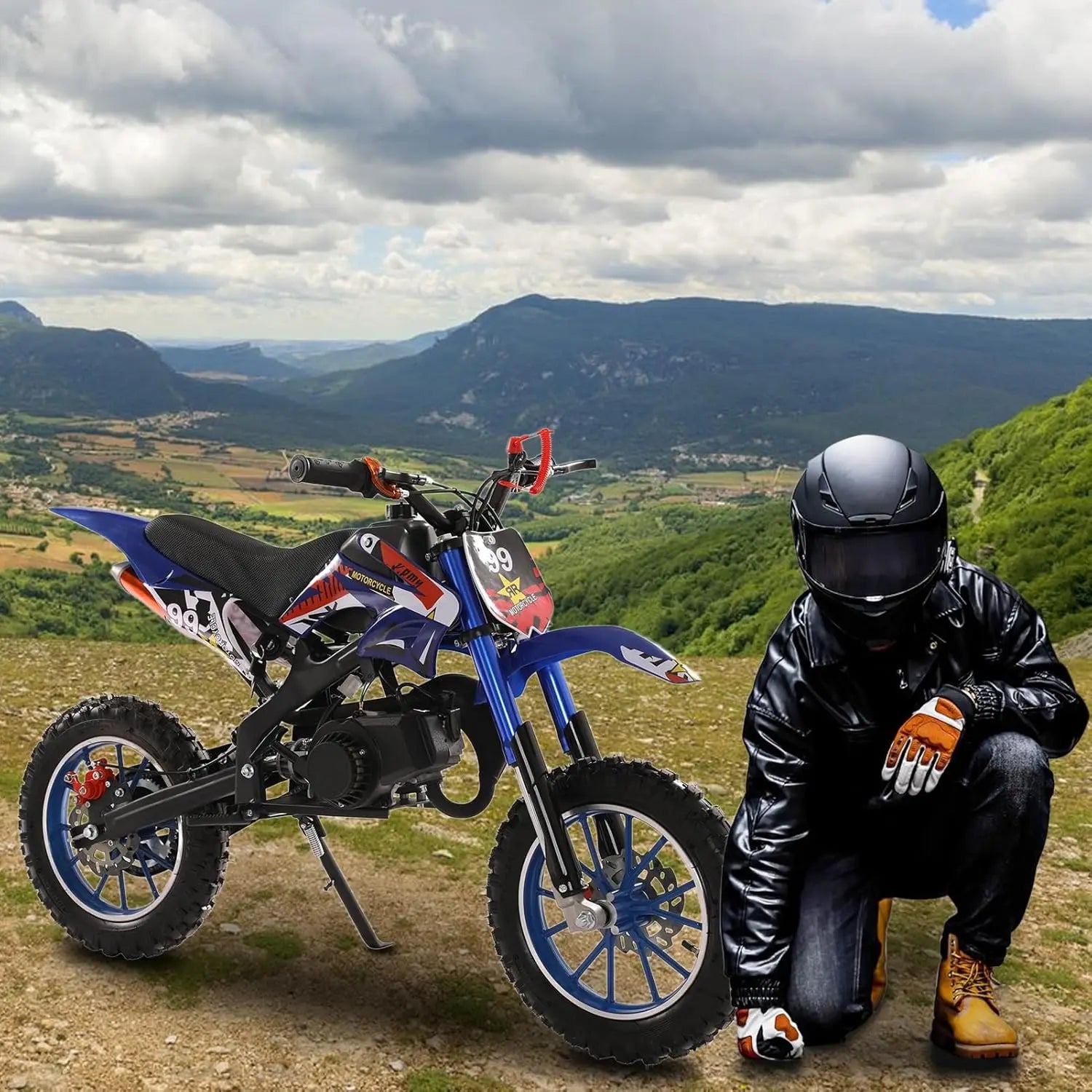 50cc Dirt Bike, 2-Stroke Kids Dirt Bike, Adults Trail Gas Power Motocross, Gas Dirt Bikes for Kids 8-14, Mini, Customized