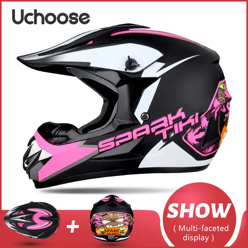 UCHOOSE Professional Motorcycle Helmet Motocross Off-Road Helm Children Moto Bike Accessories