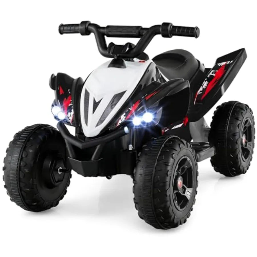 12V Ride On ATV 4 Wheeler Toddler Quad Off-Road Electric Car with Soft Start LED Lights High/Low Speed Music Battery Powered Bl