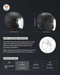 Motorcycle Helmet, 3/4 Open Face, Adult Motocross Dirt Bike Helmet with Clear Visor, Comfortable Motorbike Racing Street with