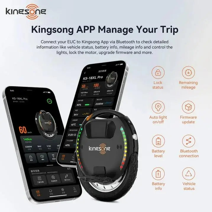 KINGSONG 18XL Pro Electric Unicycle: 37 MPH & 87-Mile Range. 18" One-Wheel, High-Power Motor for Long-Distance City Commuting
