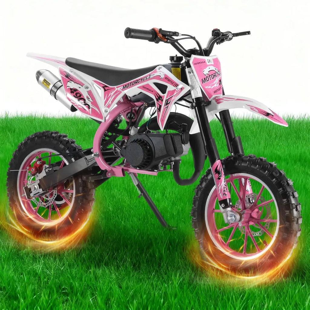 2025 Upgraded 49cc 2-Stroke Kids Dirt Bike, Gas Powered Off Road Mini Motocross with Anti-Chain Drop & Waterproof, Customized