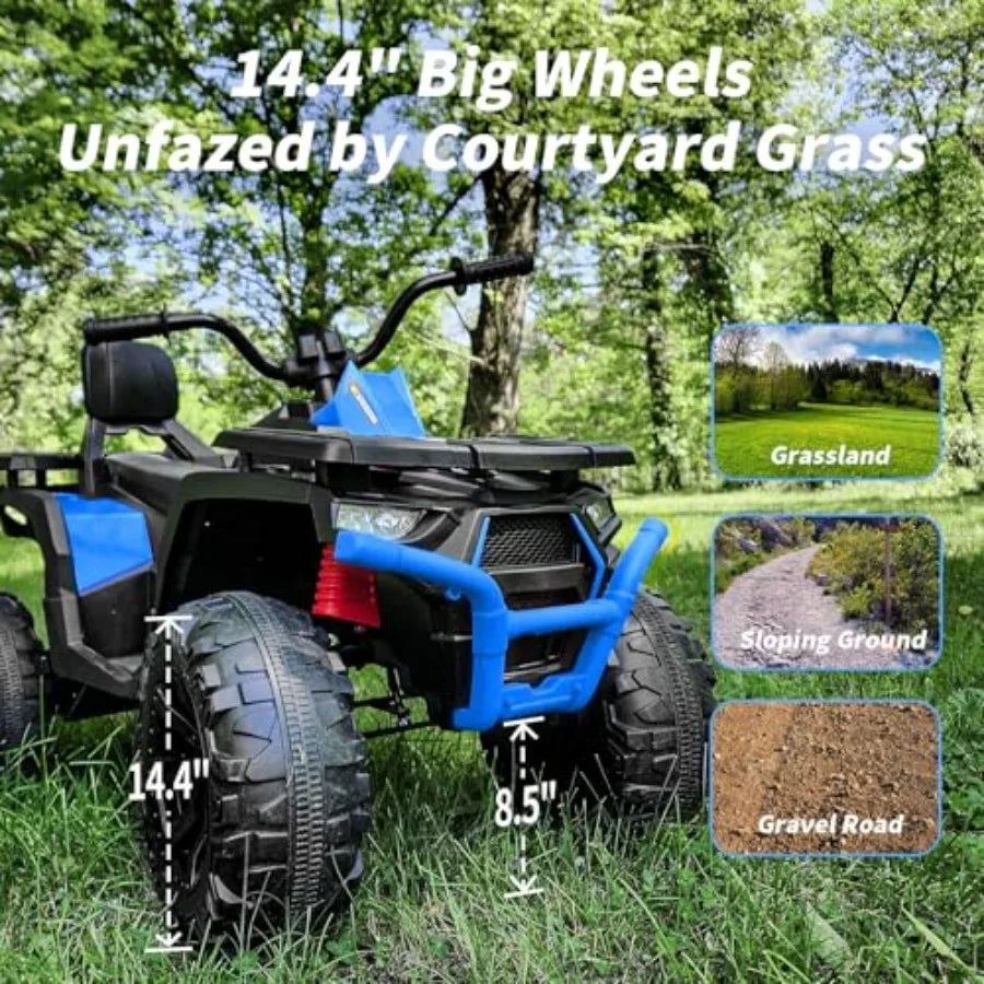 ATV 4 Wheeler 24V Ride On Toys Car for Big with 400W Motor 2 Seater - Blue