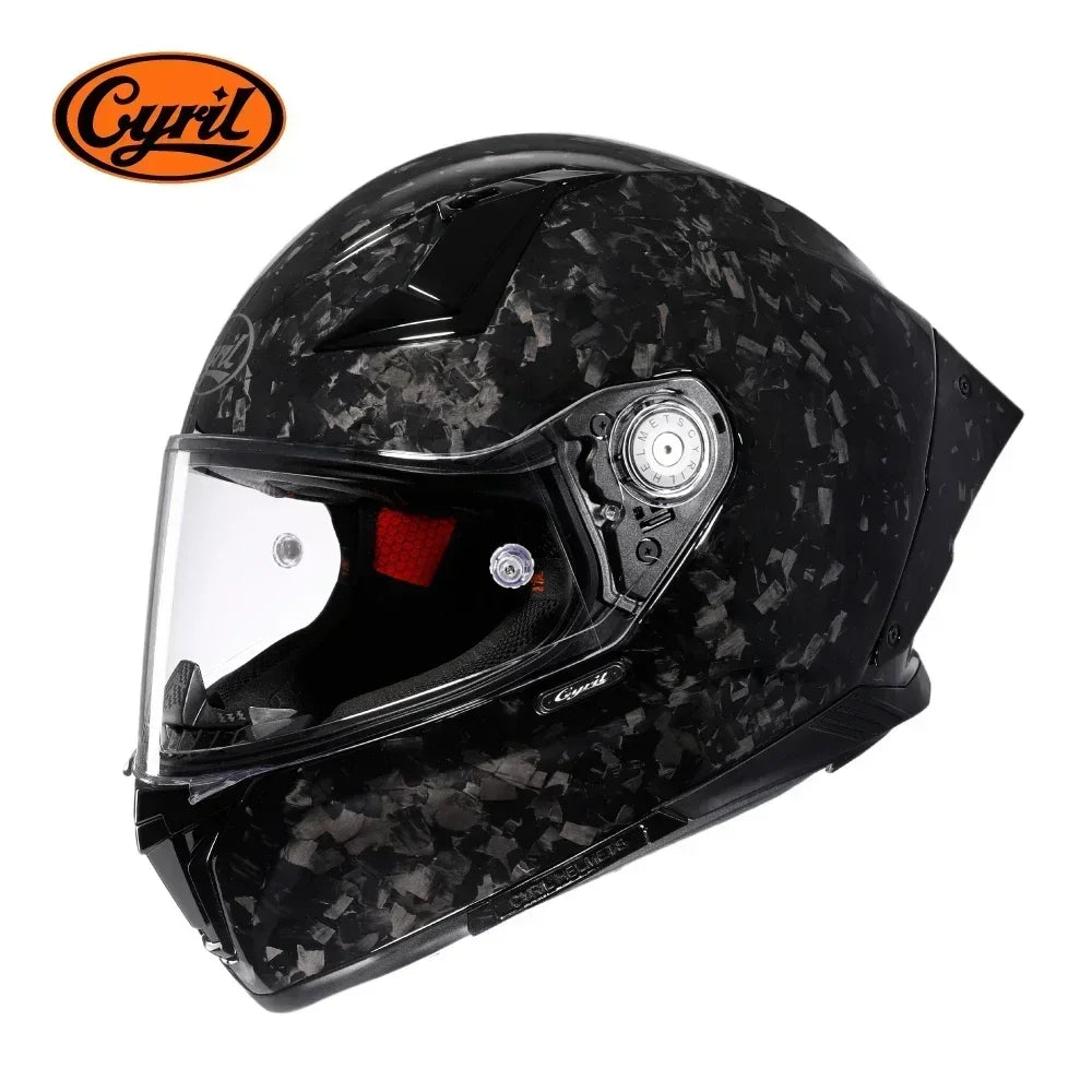 Unisex Lightweight Carbon Fiber Kevlar Full Face Motorcycle Street Bike Helmets Racing Helmet DOT ECE Approved CYRIL Casque Moto