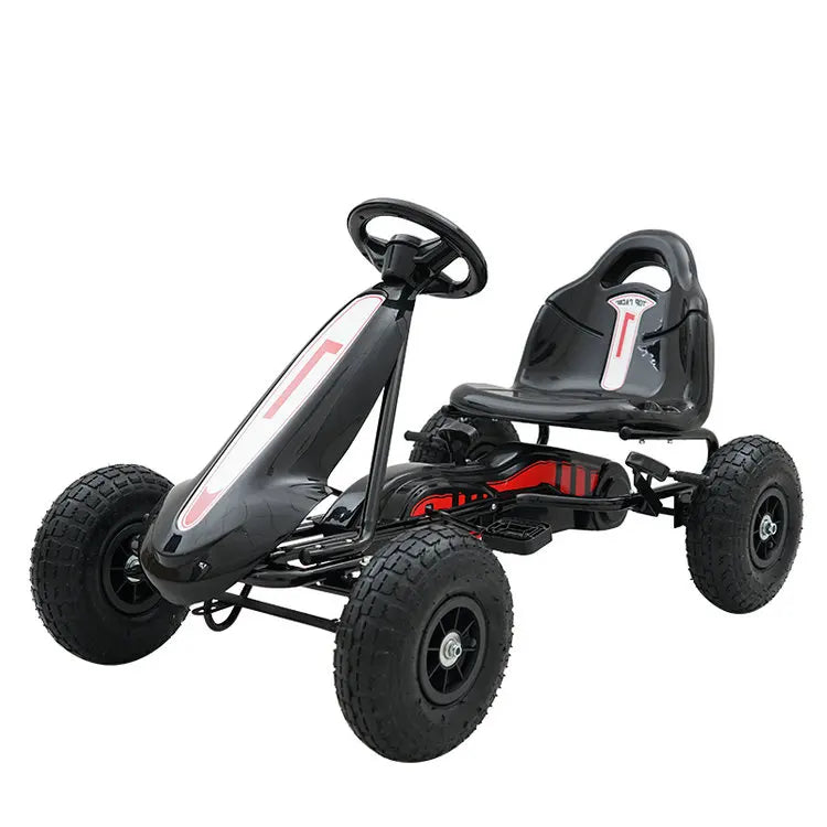 3-10 Ages 4-Wheeled Children Go Kart With Rubber Wheel, Steel Frame & Hand Brake Pedal Go-Karts