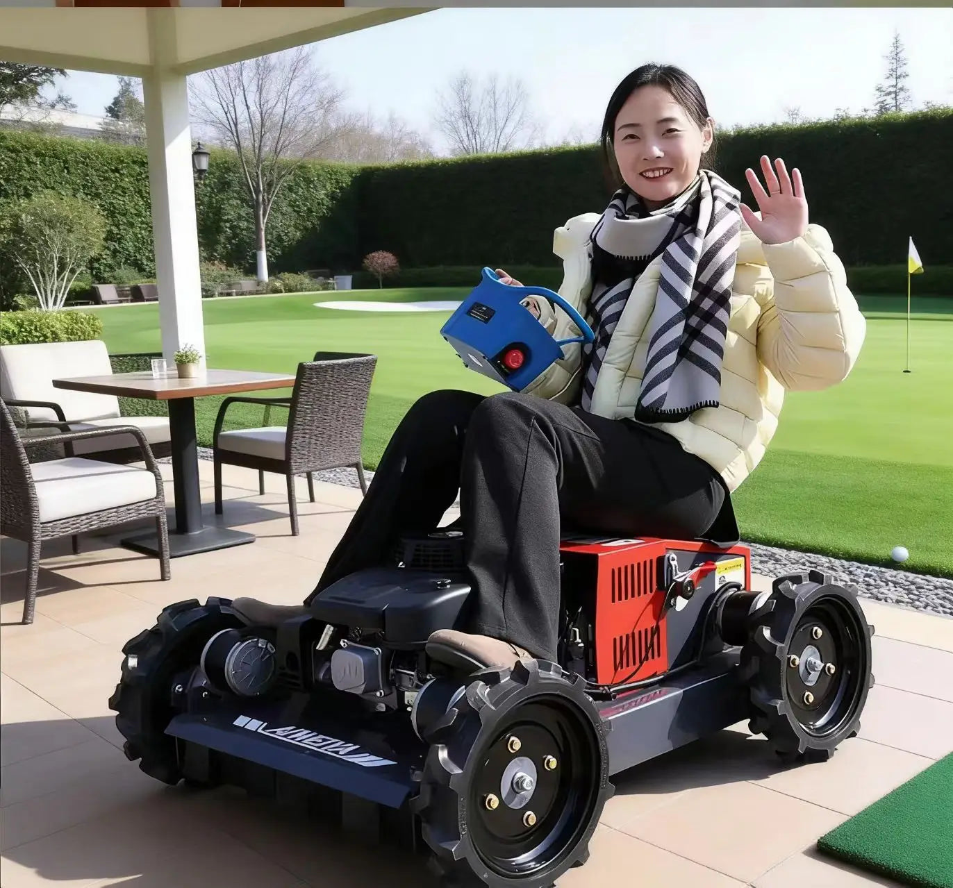 Customized Chinese-language tracking remote control hillside lawn mower, mountain zero-turn rotary lawn mower