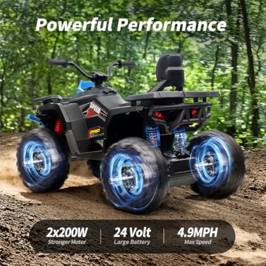 ATV 4 Wheeler 24V Ride On Toys Car for Big with 400W Motor 2 Seater - Blue