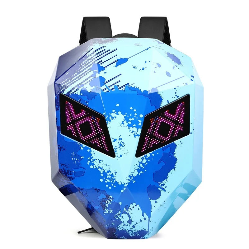 LED Motorcycle Rider Backpack with Eye Glow pattern Helmet Mochilas para Waterproof Laptops Bag Saco Moto Schoolbag