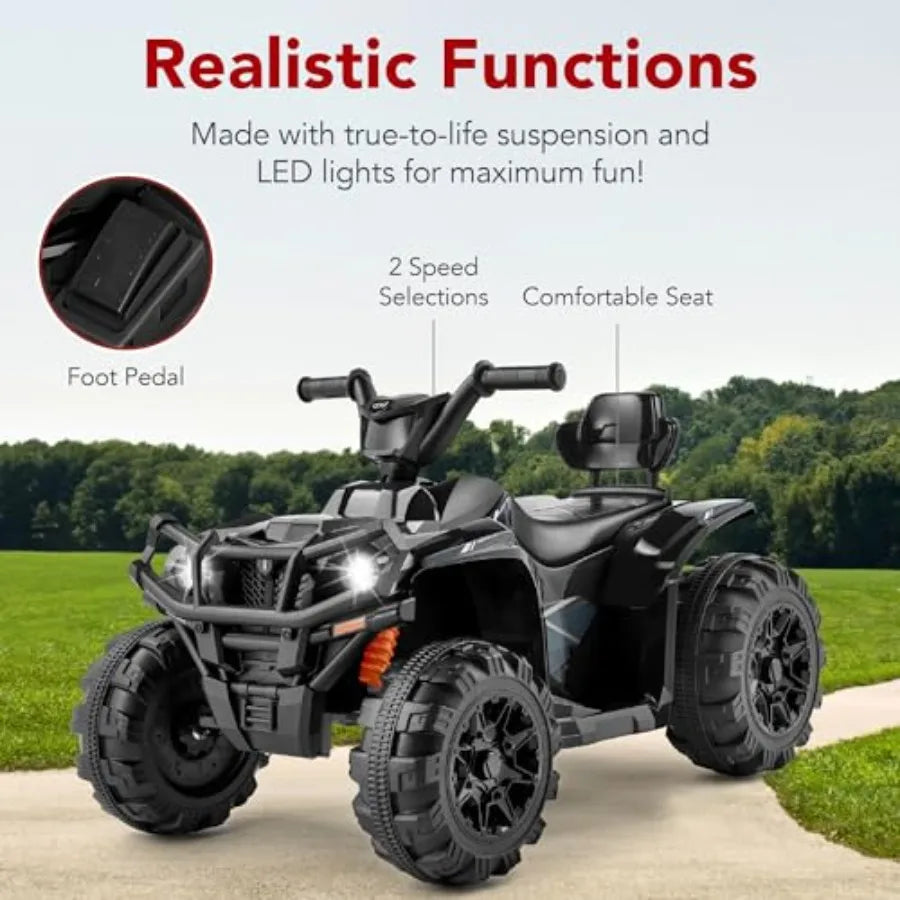 Best Choice Products 12V Ride-On Electric ATV 4-Wheeler Quad Car Toy w/Bluetooth Audio 2.4mph Max Speed Treaded Tires LED Headl