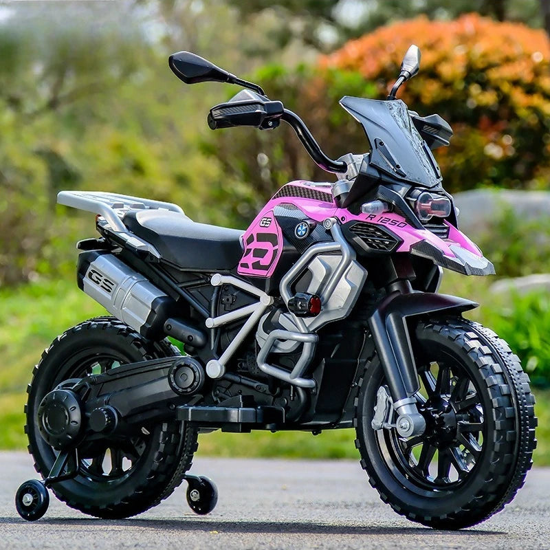 Kids Electric Off-Road Motorcycle - 2-8Y Rechargeable Bike with LED Lights/Music & Simulation Engine Sound Children electric car