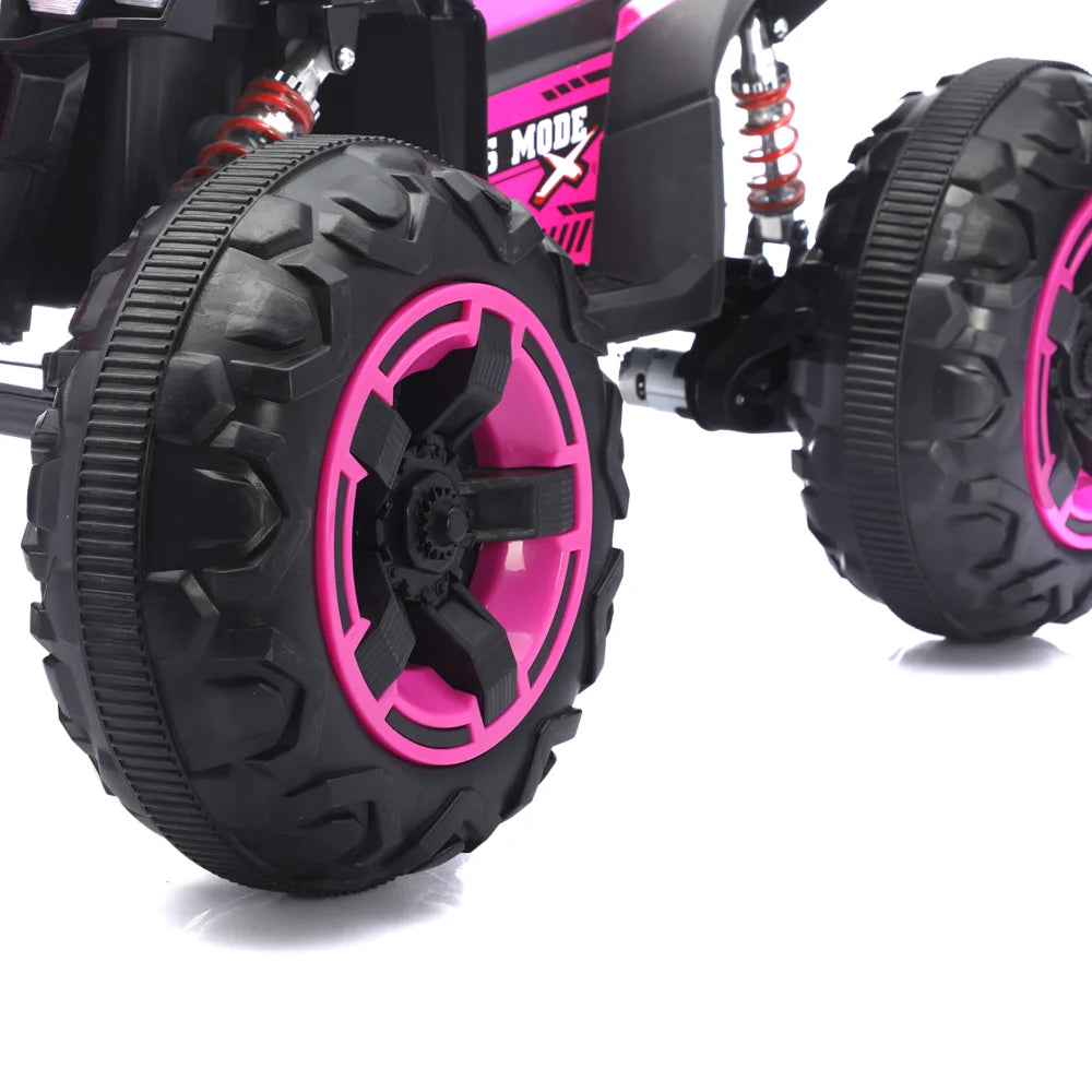 Ride On Toy Electric Car 12V Electric ATV Car for Kids 4 Wheeler Electric Toy Car with Bluetooth,light Leather Seater UTV ATV