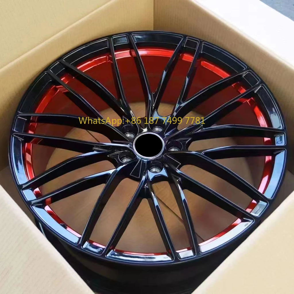 Classic Style Black Color with Red Inner Rim 18 19 20 22 Inch Forged Alloy Racing Car Wheels 5X112 for .
