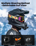 Dual Sport Motorcycle Helmet with Pinlock Sun Visor for ATV Dirt Bike Off Road Adventure Matte Black Large