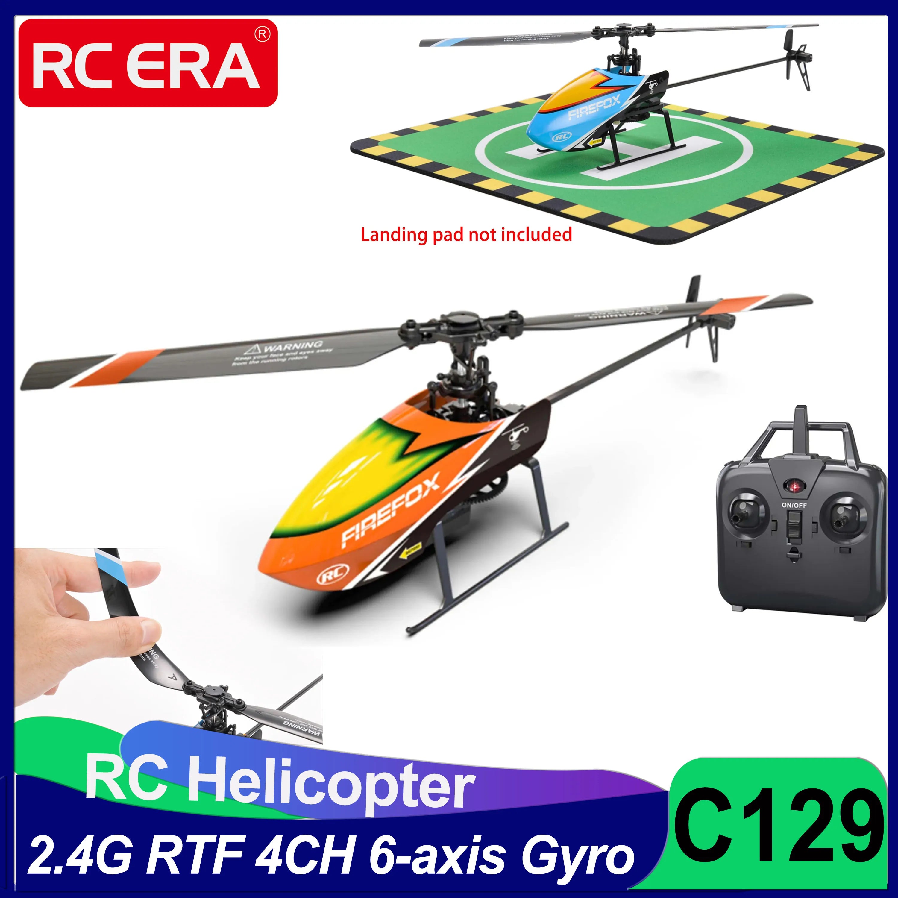 C129 RC Helicopter RTF 4CH 6-axis Gyro Automatic Stable One-key Take-off/landing Durable Coreless Motor Part for Adult Kids Gift