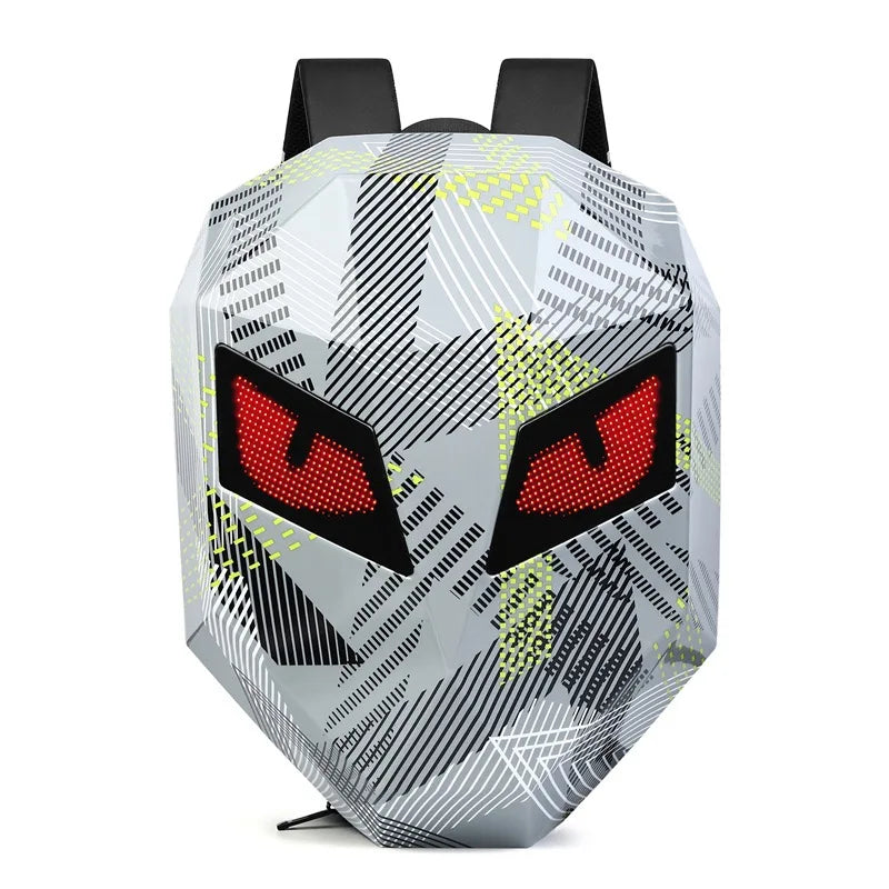 LED Motorcycle Rider Backpack with Eye Glow pattern Helmet Mochilas para Waterproof Laptops Bag Saco Moto Schoolbag