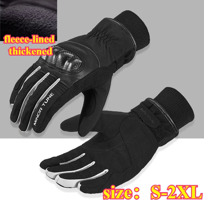 Winter Warm Motorcycle Gloves Waterproof Full Finger Gloves Men Carbon Fiber Knuckle Protection Moto Biker Gloves Touch Screen