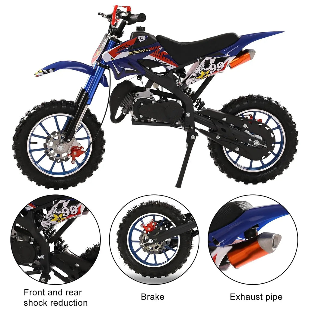 50cc Dirt Bike, 2-Stroke Kids Dirt Bike, Adults Trail Gas Power Motocross, Gas Dirt Bikes for Kids 8-14, Mini, Customized
