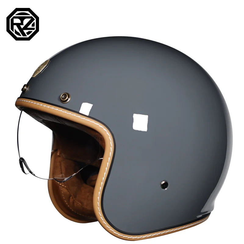 Orz Open Face Half Moto Motorcycle Helmet vintage Motorbike capacete Chopper Bike BLACK