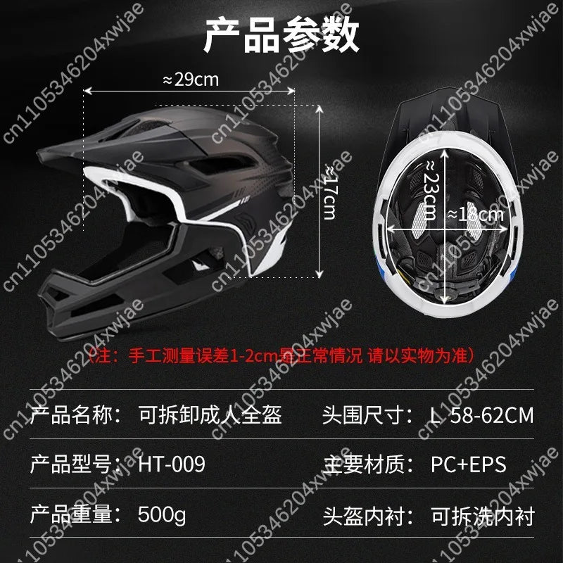 Detachable Face Guard Mountain Bike Helmet Full Coverage for Extreme Sports and Trail Riding