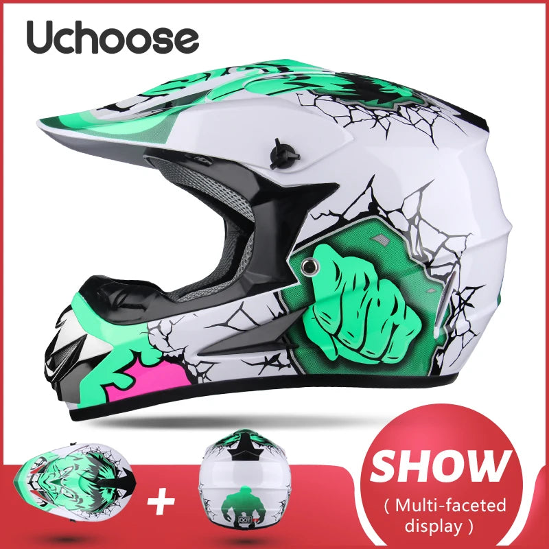 UCHOOSE Professional Motorcycle Helmet Motocross Off-Road Helm Children Moto Bike Accessories