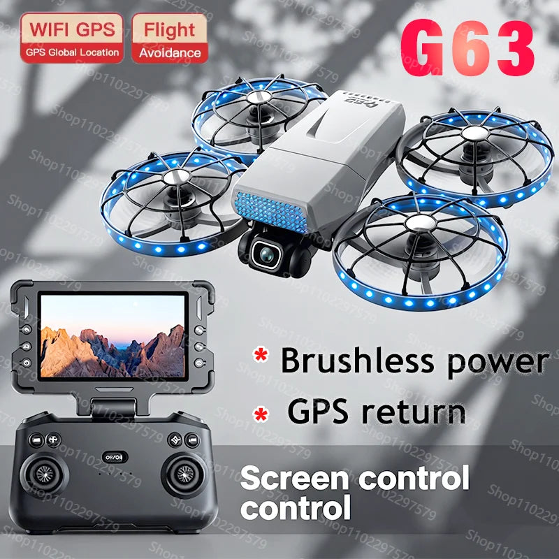 G63 Drone 4K Professional HD Cameras With Screen Remote Control GPS Aerial Photography Aircraft FPV Quadcopter RC helicoter Toys