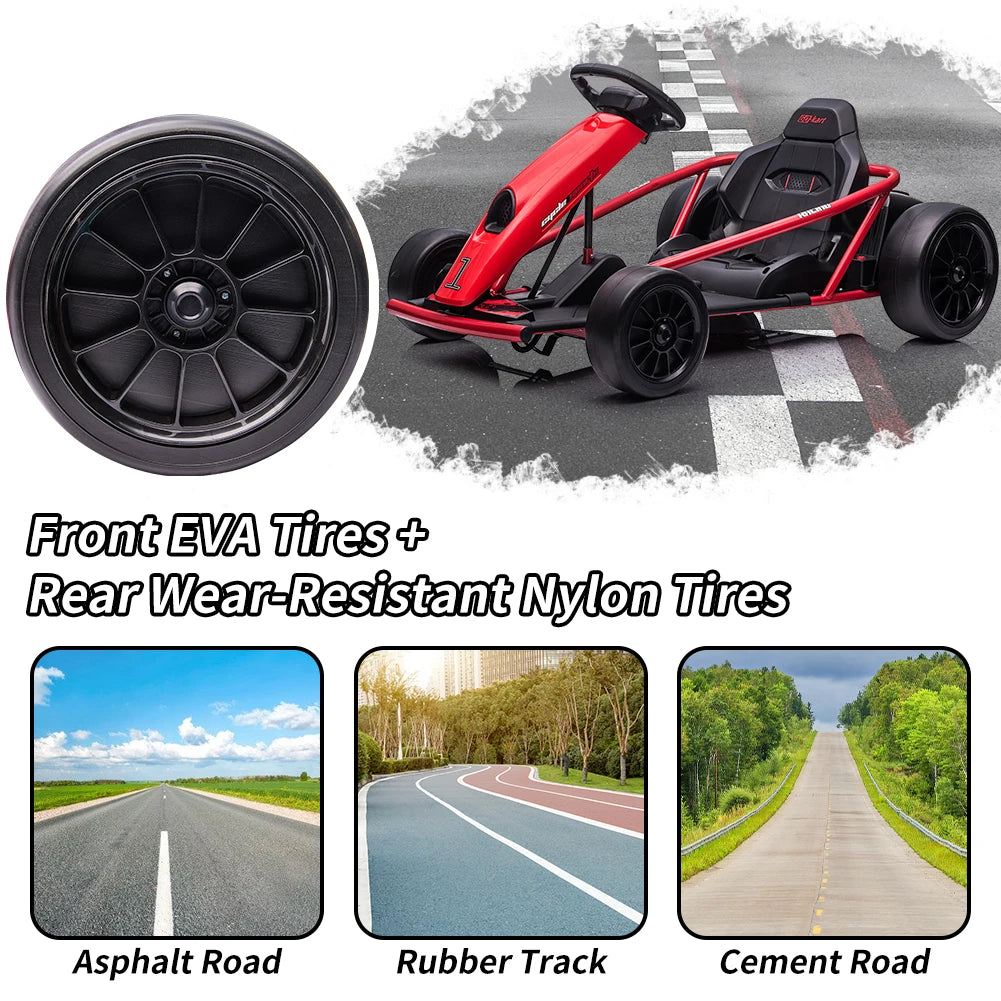 24V Powerful Go Kart With 300W*2 Motors 8.1MPH High Speed Drifting Ride On Vehicle 155lbs Max Load Outdoor Fun With Music & Hor