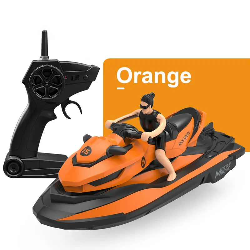 Mini Jet Ski High-Speed RC Motorboat 2.4G Remote Control Electric Boat for Kids double motor Summer Water Play Ideal as a gift
