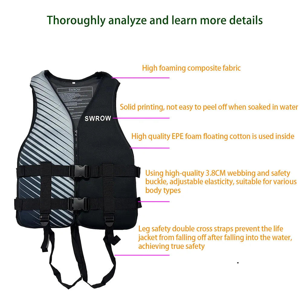 Life Jacket for Adult Children Water Sport Buoyancy Jacket Life Vest Swimming Surfing Boating Kayak Skiing Drifting Driving Vest